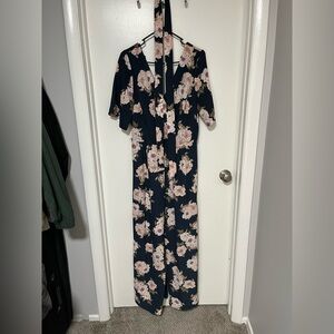 Women’s blue and pink Floral pants suit